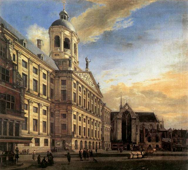 Amsterdam, Dam Square with the Town Hall and the Nieuwe Kerk